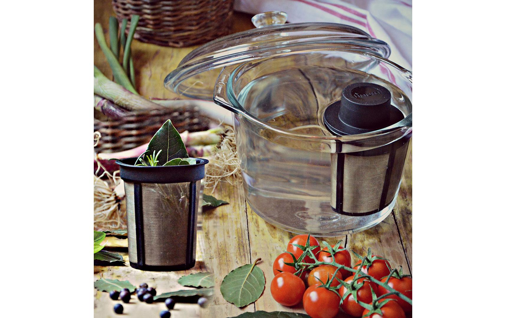 Finum Floating Basket L – Teesieb, Edelstahl, für Teeblätter, schwarz