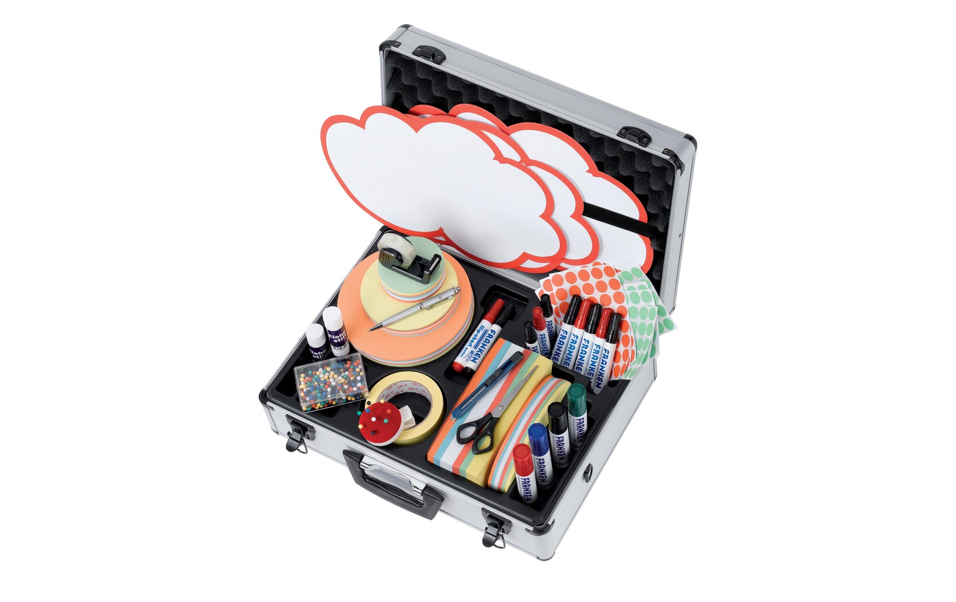 Franken Profi Moderationskoffer – 48 × 16 × 3,7 cm, silber, Aluminium