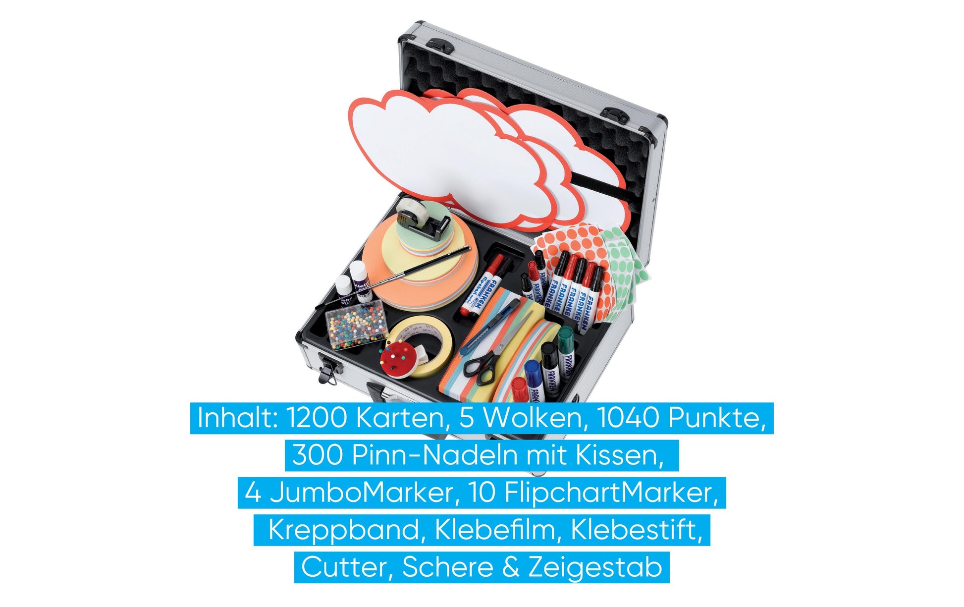 Franken Profi Moderationskoffer – 48 × 16 × 3,7 cm, silber, Aluminium