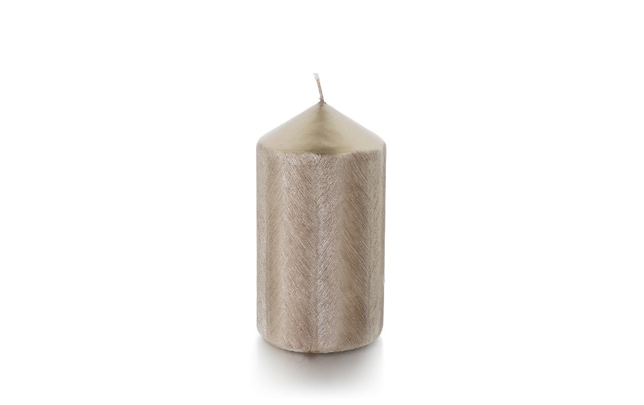 Balthasar Zylinderkerze – Ø 7 × 12 cm – Paraffin, Platin – ca. 40 h