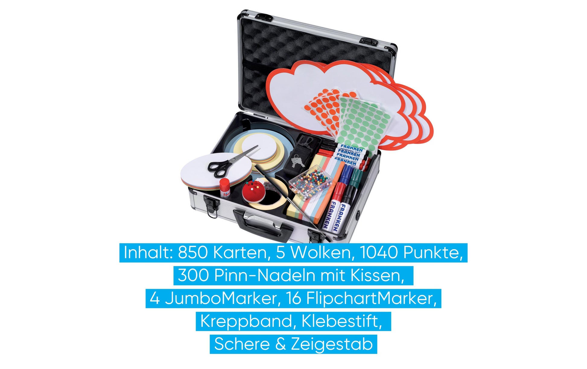 Franken Moderationskoffer – Aluminium, Silber, 430 × 120 × 320 mm