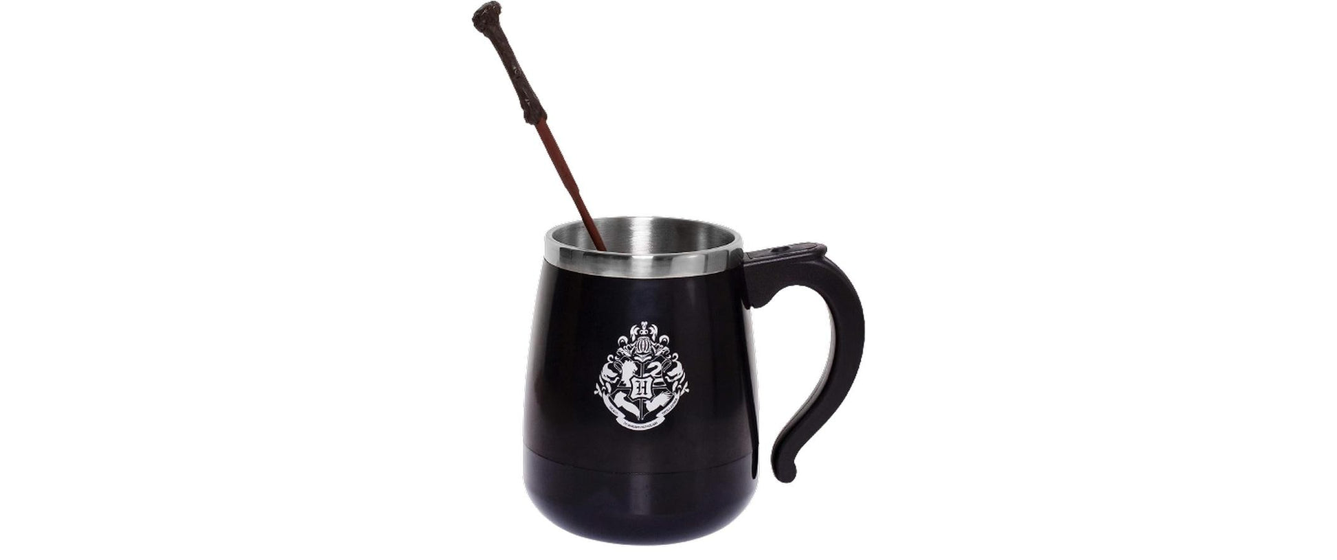 Thumbs Up Harry Potter Kaffeetasse – 450 ml, Edelstahl, Schwarz/Silber, selbstrührend, spülmaschinenfest