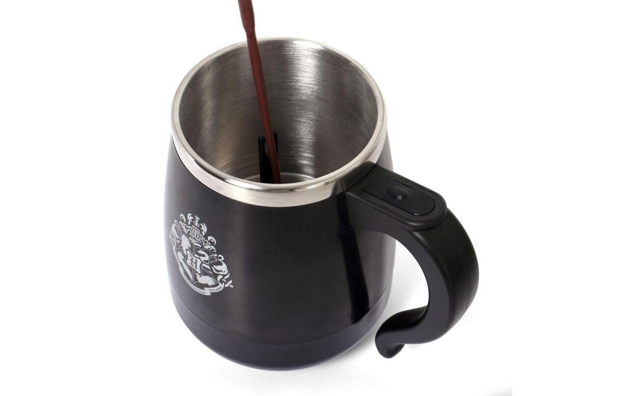 Thumbs Up Harry Potter Kaffeetasse – 450 ml, Edelstahl, Schwarz/Silber, selbstrührend, spülmaschinenfest