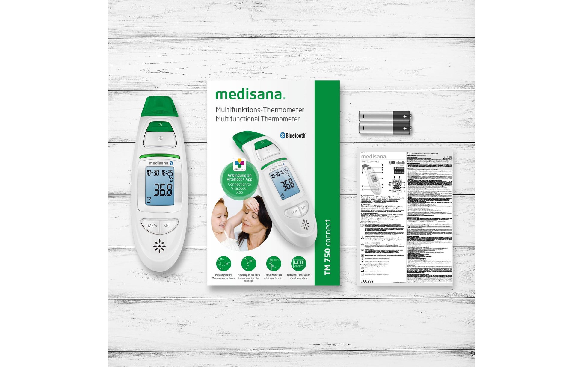 Medisana TM750 CONNECT – Infrarot-Ohr- und Stirnthermometer – 30 Speicher, ±0,3 °C – Weiss