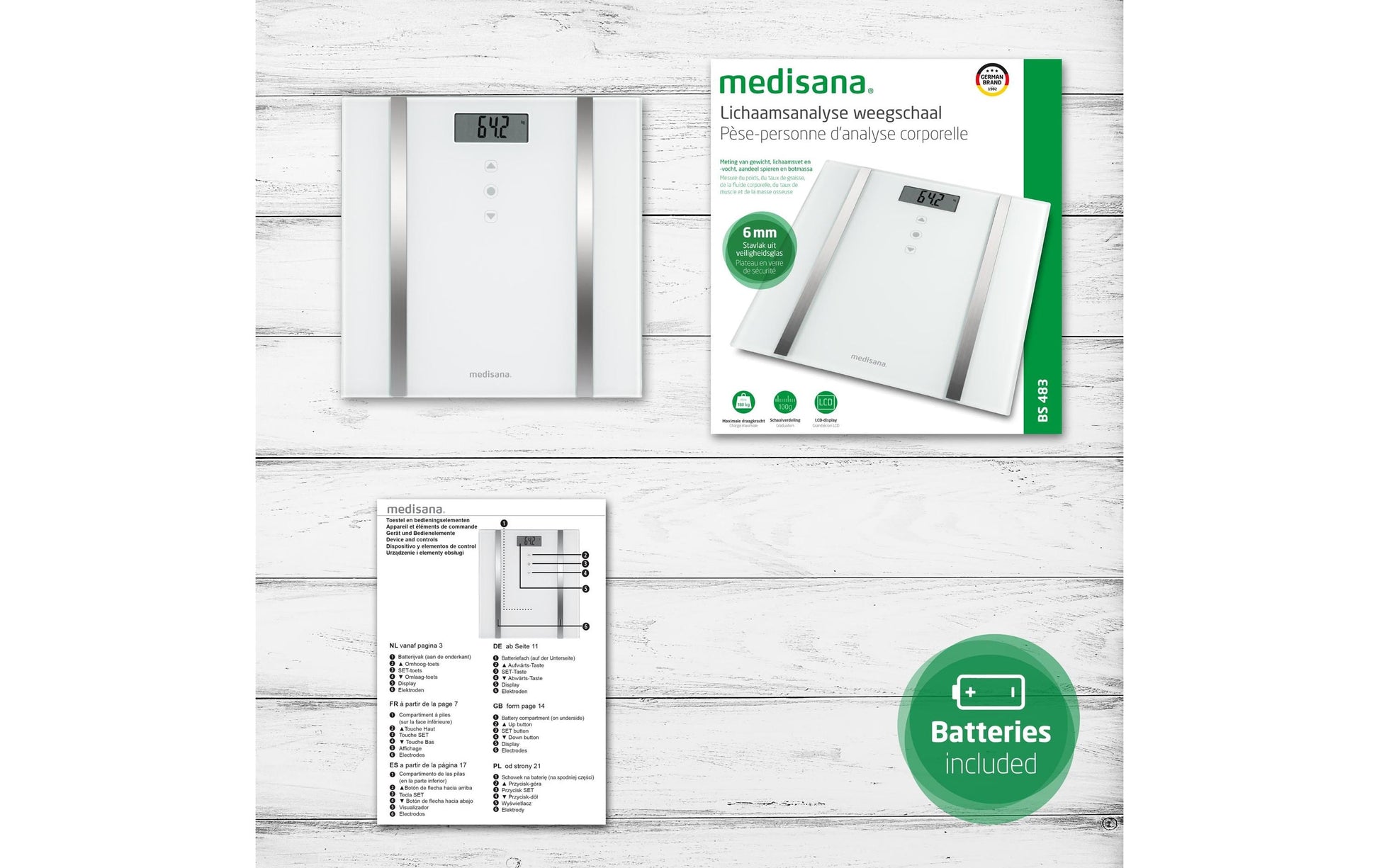 Medisana Digitale Personenwaage BS483 – Glas – 180 kg