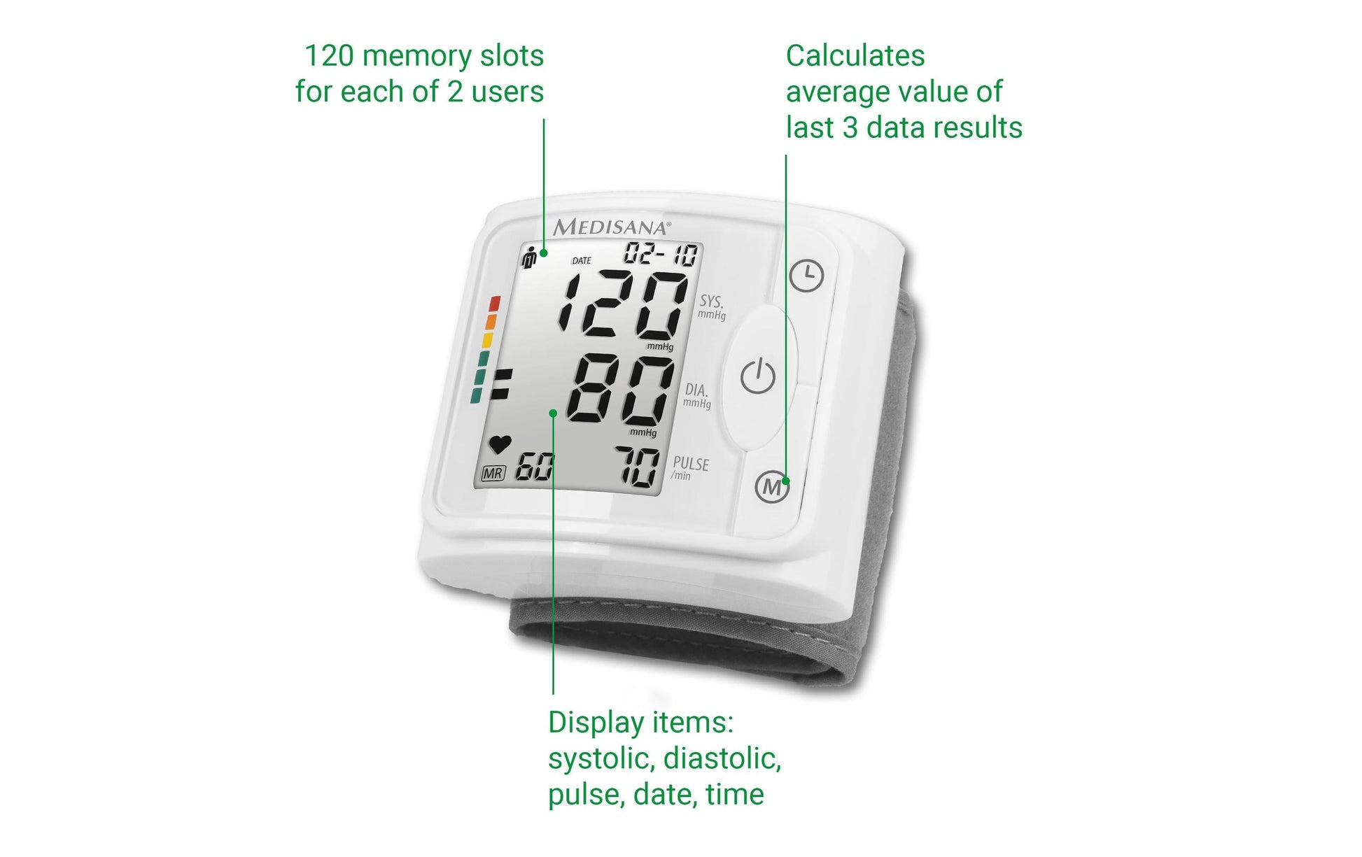 Medisana Blutdruckmessgerät BW 320 – Handgelenk, automatisch, 240 Speicher – 12,5–21,5 cm – Grau/Weiss