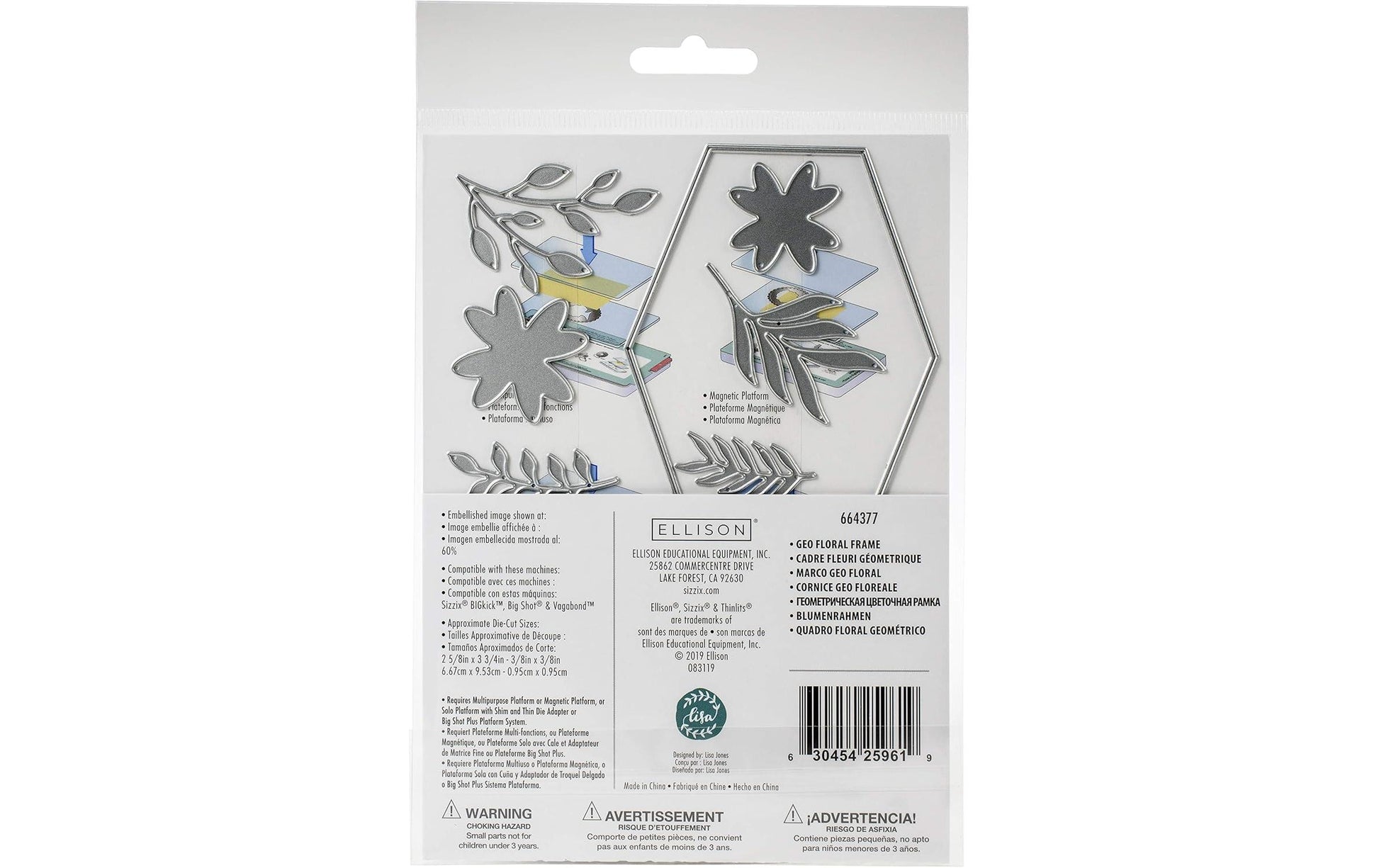 Sizzix 664377 – Stanzschablone Floraler Rahmen, 12 Teile