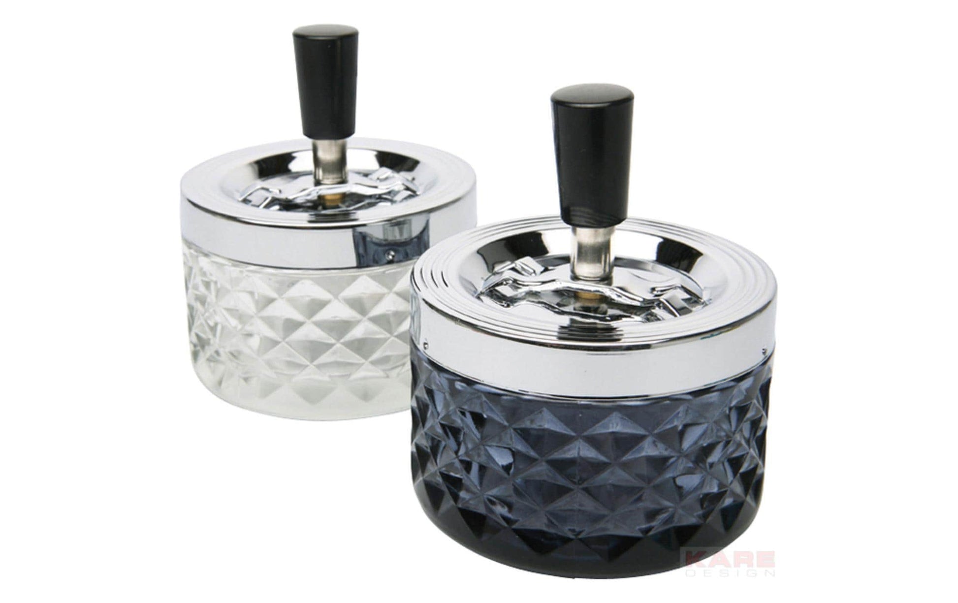KARE Cristallo Aschenbecher – Ø 10 × 12 cm – Glas & Stahl, mehrfarbig
