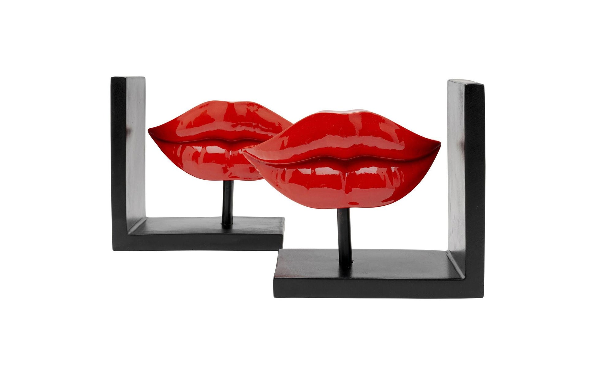 KARE Lips Buchstütze – Polyresin – Rot – 345 × 165 × 90 mm – 2 Stück