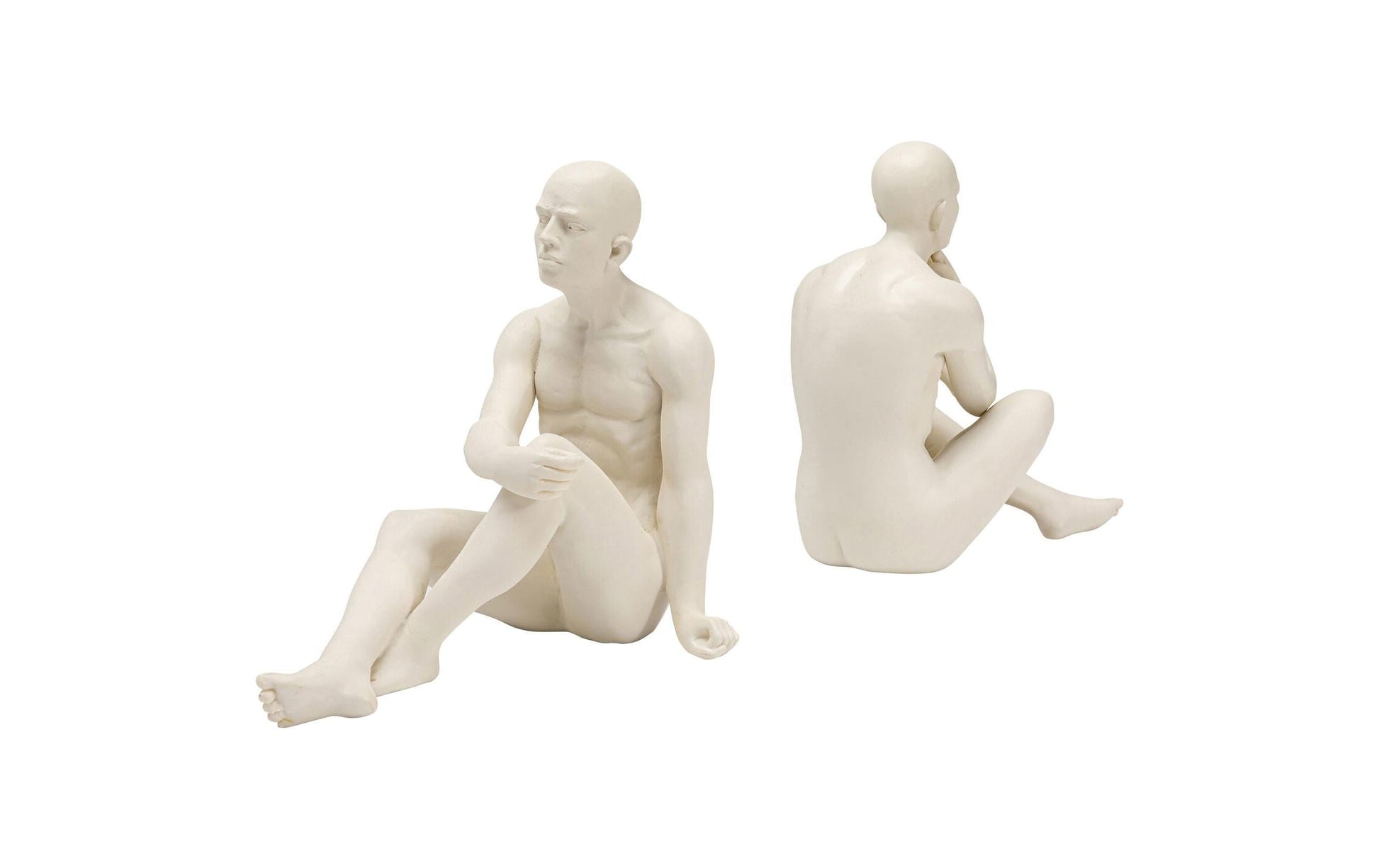 KARE Meditierender Mann Buchstütze 2 Stück – Polyresin – Beige – 190 × 220 × 135 mm