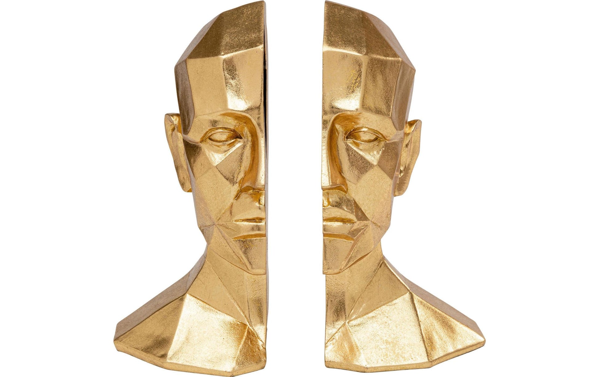 KARE Face Buchstütze – 16 × 24 × 11,5 cm – Polyresin, gold – 2-teilig