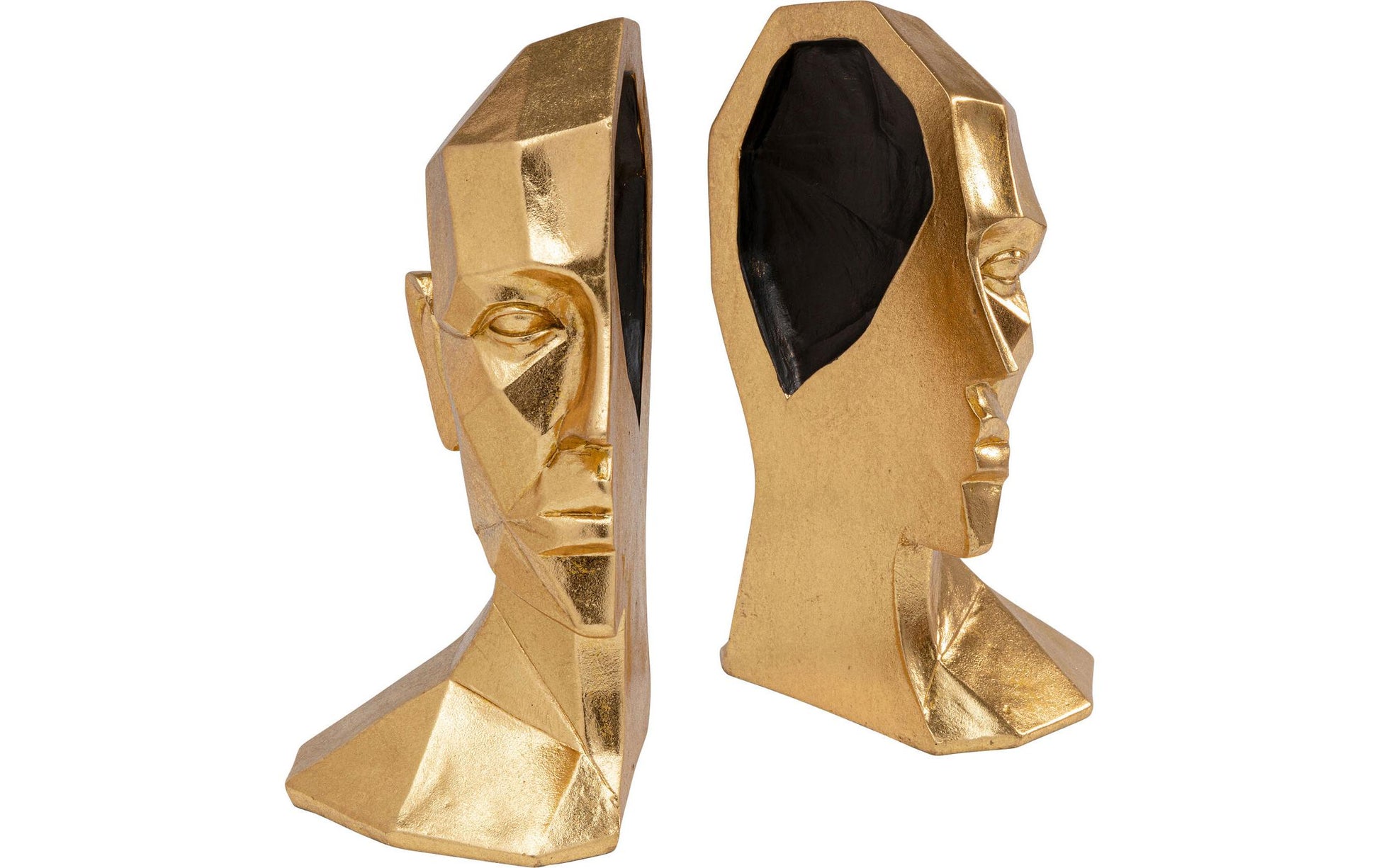 KARE Face Buchstütze – 16 × 24 × 11,5 cm – Polyresin, gold – 2-teilig