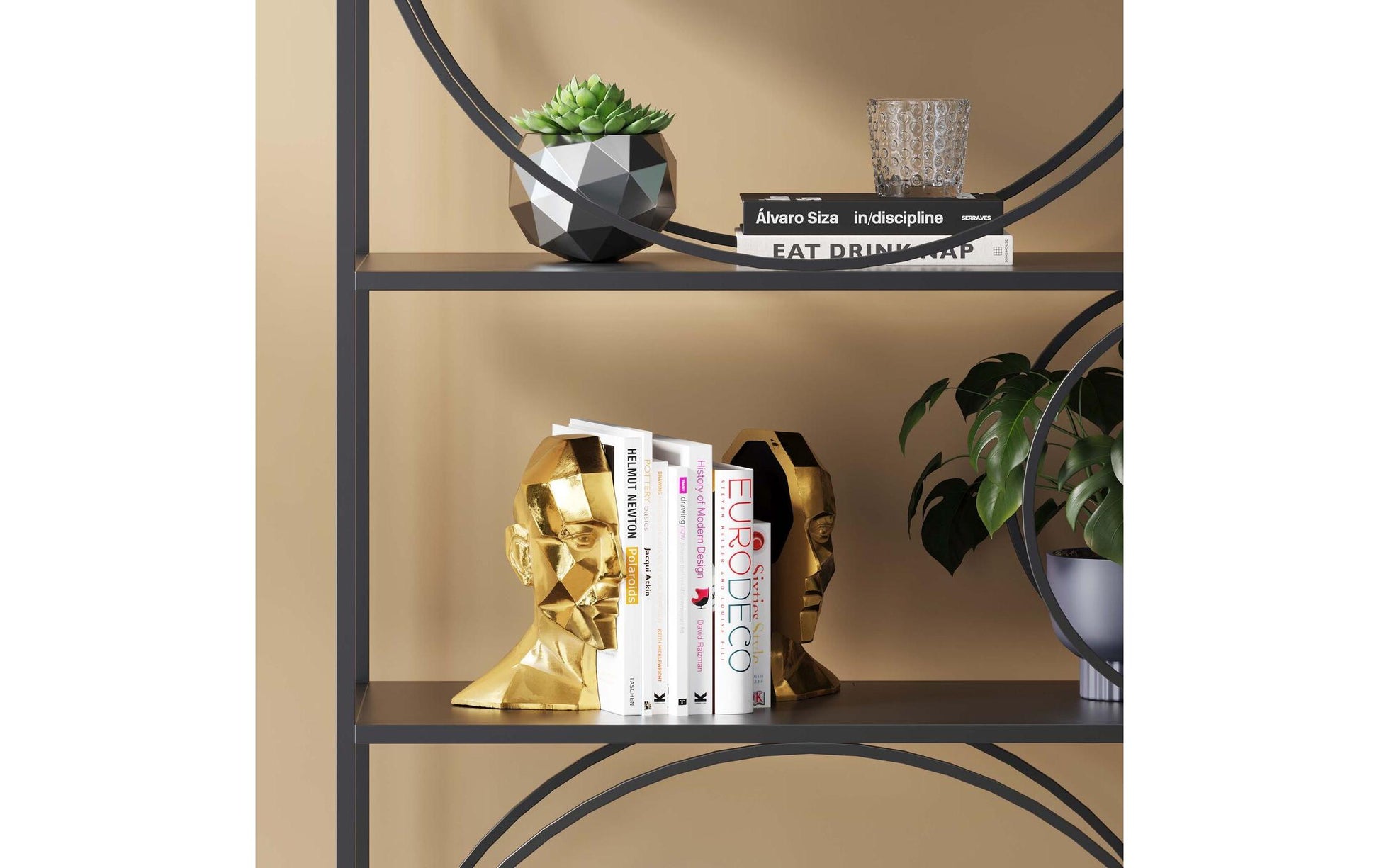 KARE Face Buchstütze – 16 × 24 × 11,5 cm – Polyresin, gold – 2-teilig