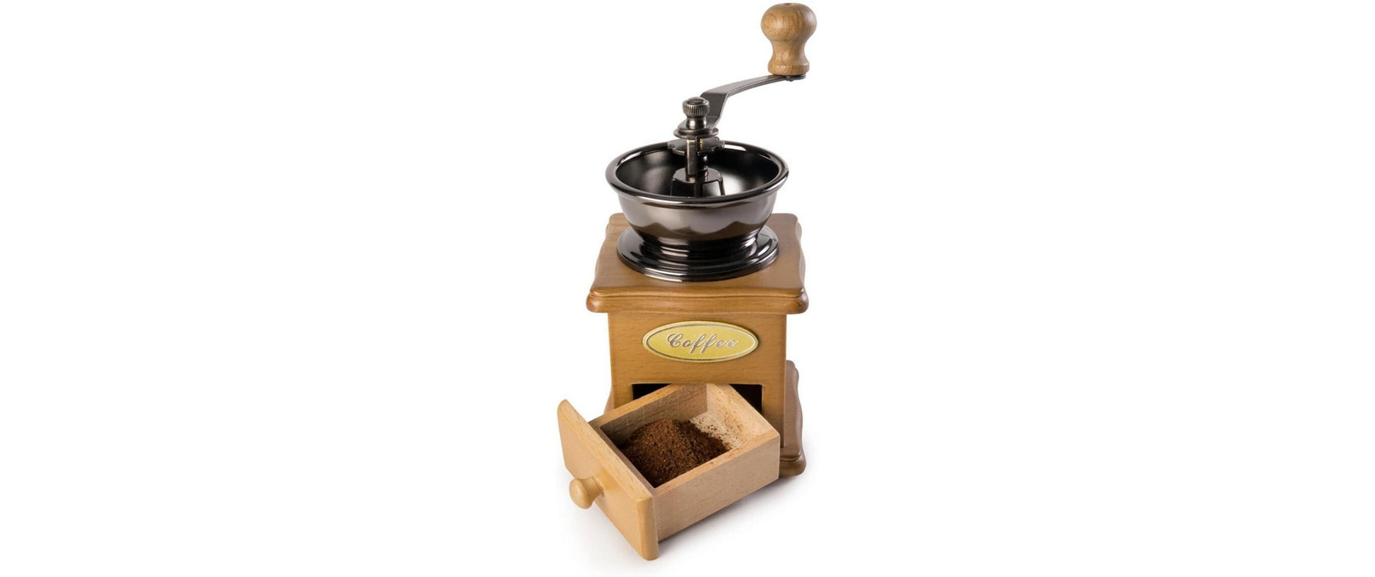 Ibili Hand-Kaffeemühle 750720 – manuelles Mahlwerk, Stahl/Nussbaumholz – hellbraun