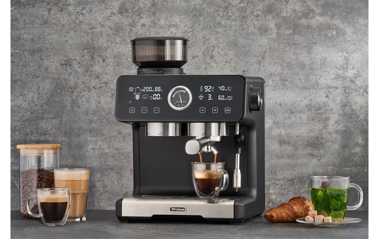 Trisa Electronics Trisa Smart Barista Siebträgermaschine – 20 bar, 2,5 l, 260 g, Schwarz