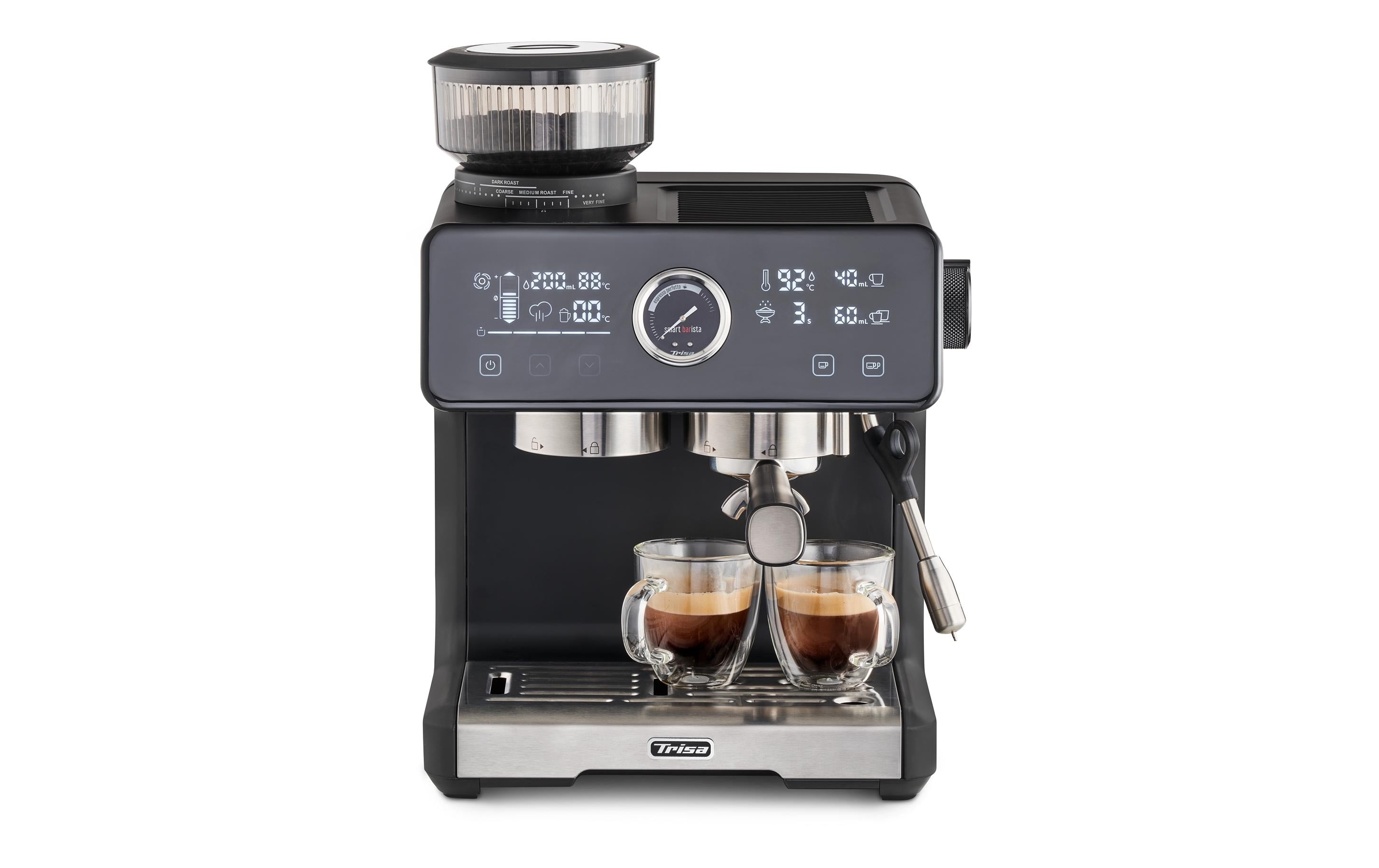 Trisa Electronics Trisa Smart Barista Siebträgermaschine – 20 bar, 2,5 l, 260 g, Schwarz