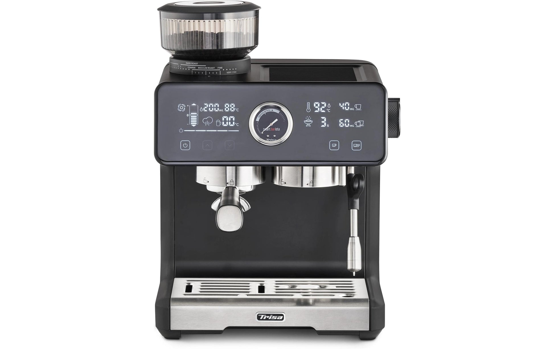 Trisa Electronics Trisa Smart Barista Siebträgermaschine – 20 bar, 2,5 l, 260 g, Schwarz