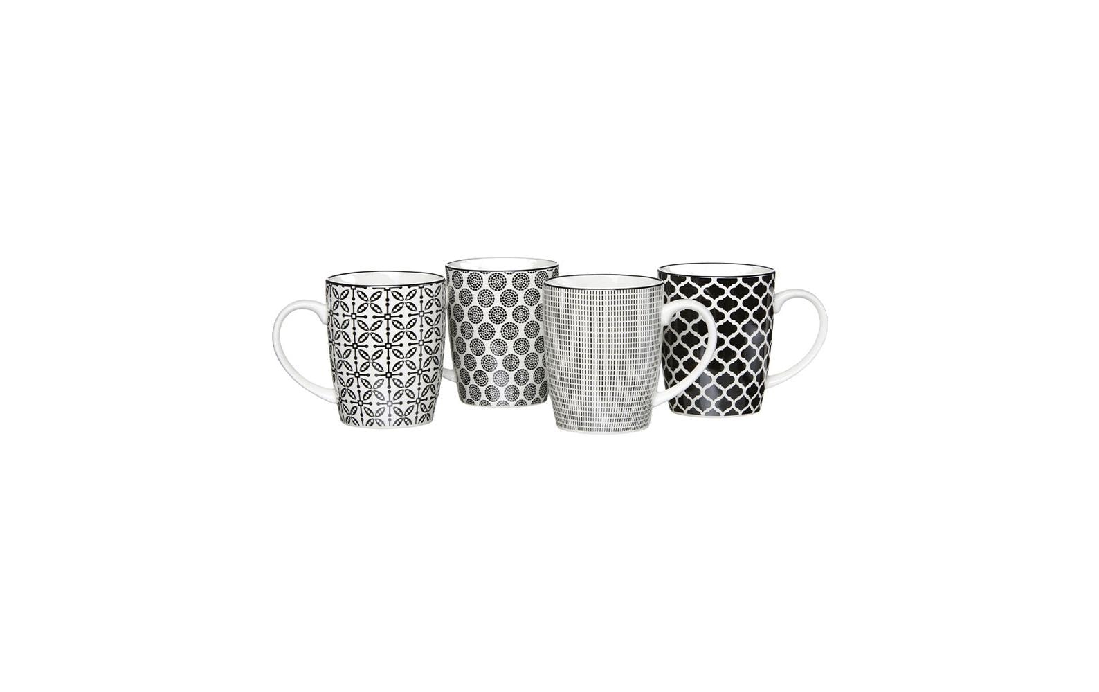 Ritzenhoff & Breker Kaffeetasse – 4er Set, 350 ml, Keramik, Schwarz/Weiss, spülmaschinenfest