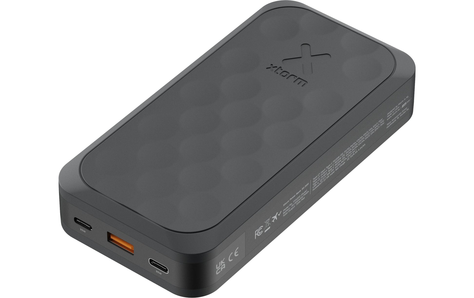 Xtorm Powerbank 20000 mAh, PD 35 W, 2× USB-C, 1× USB-A, mit Display, für Smartphones, Schwarz