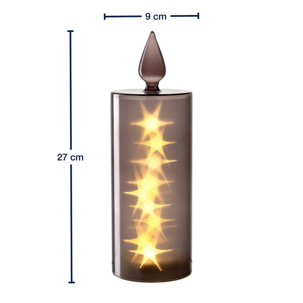 LEONARDO LED-Kerze Silenzio 27 – Ø 9,5 × 29,5 cm, Batteriebetrieben (3× AA), Grau