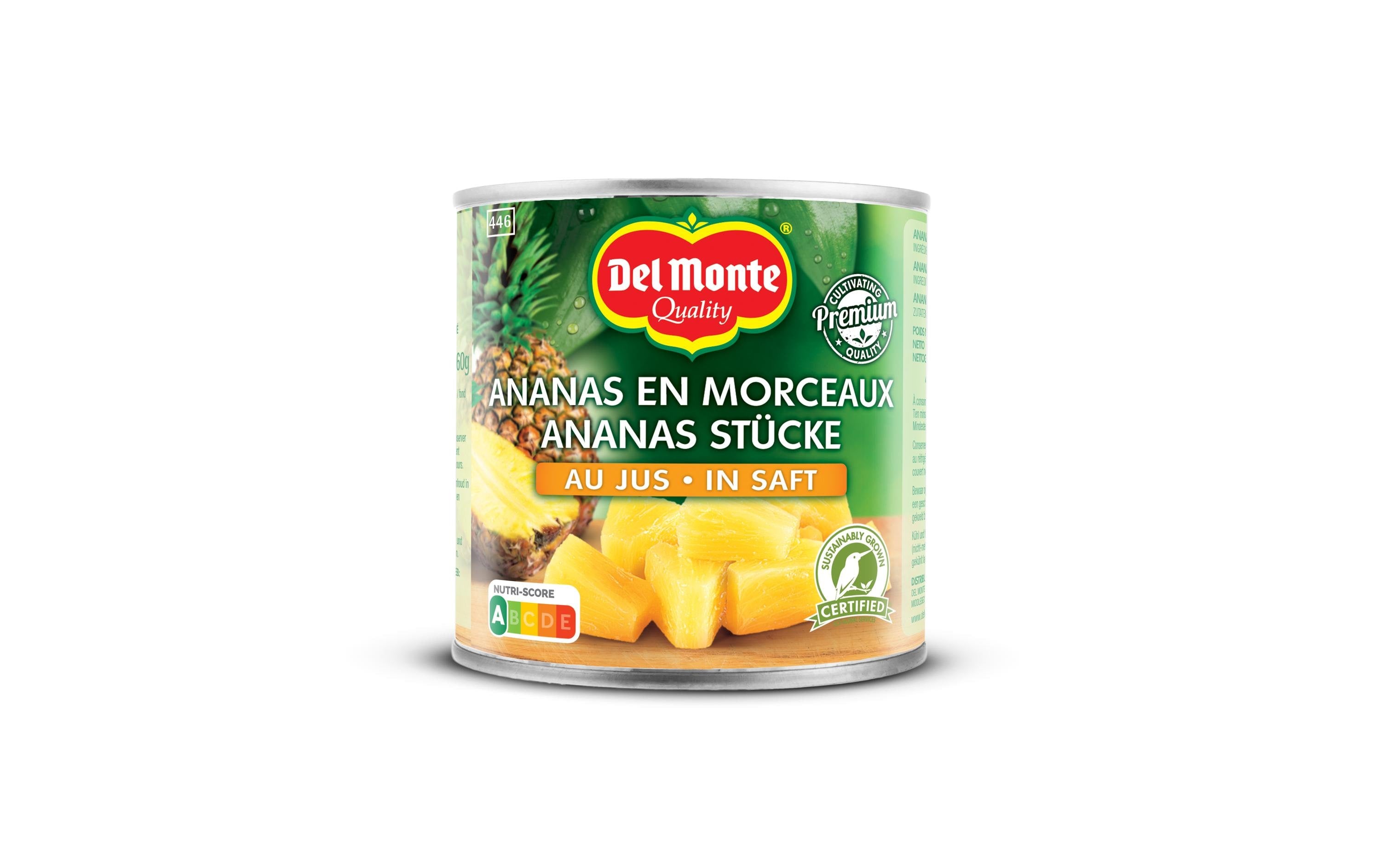 Del Monte Ananasstücke in natursüssem Ananassaft – vegan – 260 g