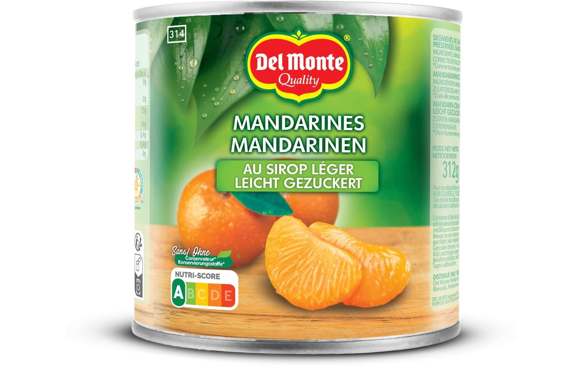 Del Monte Mandarinen Ganze Segmente – Leicht Gezuckert, Vegan – 175 g