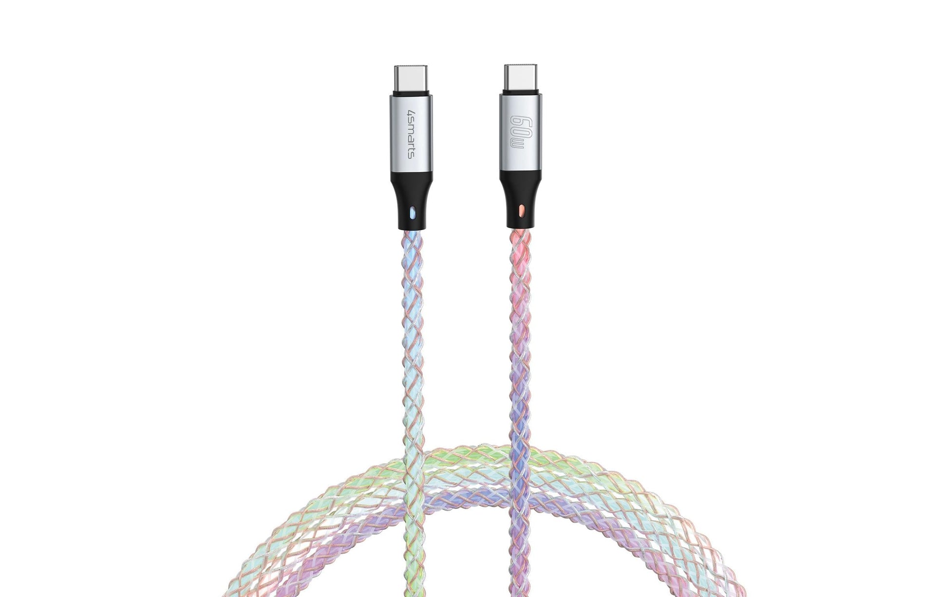 4smarts USB-C auf USB-C Kabel – USB 2.0 (480 Mbps) – 1,5 m – PD 60 W – Mehrfarbig – für Universal