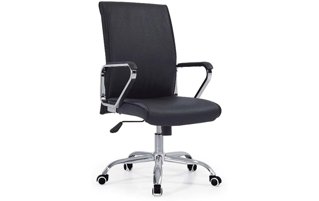 Contini Bürostuhl Comfort – Kunstleder, Metallfuss, schwarz