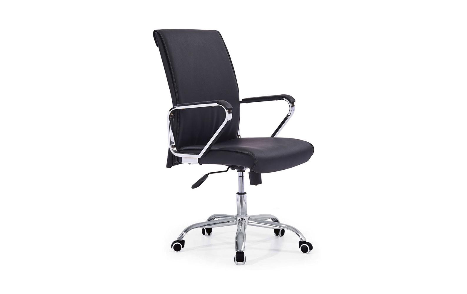 Contini Bürostuhl Comfort – Kunstleder, Metallfuss, schwarz