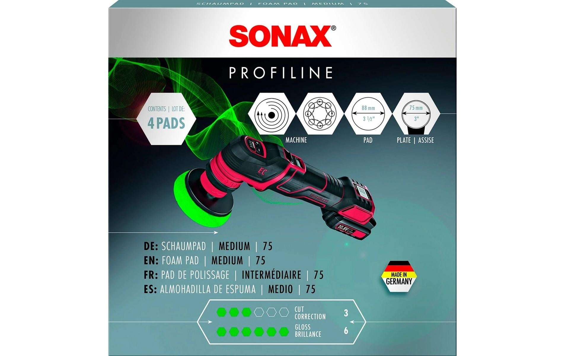 Sonax PROFILINE Polierpad Ø90 mm – 4 Stk. – medium