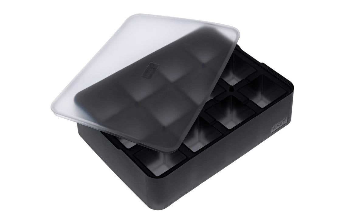 Lurch Eiswürfelform 12 Stk., 4 × 4 cm, Silikon, mit Deckel, Schwarz