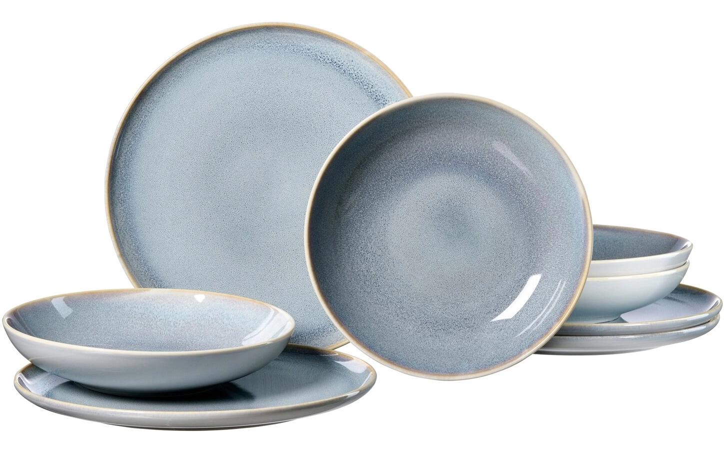 flirt by r&b Geschirrset Skagen – 8-teiliges Set, Porzellan, Grau, spülmaschinenfest