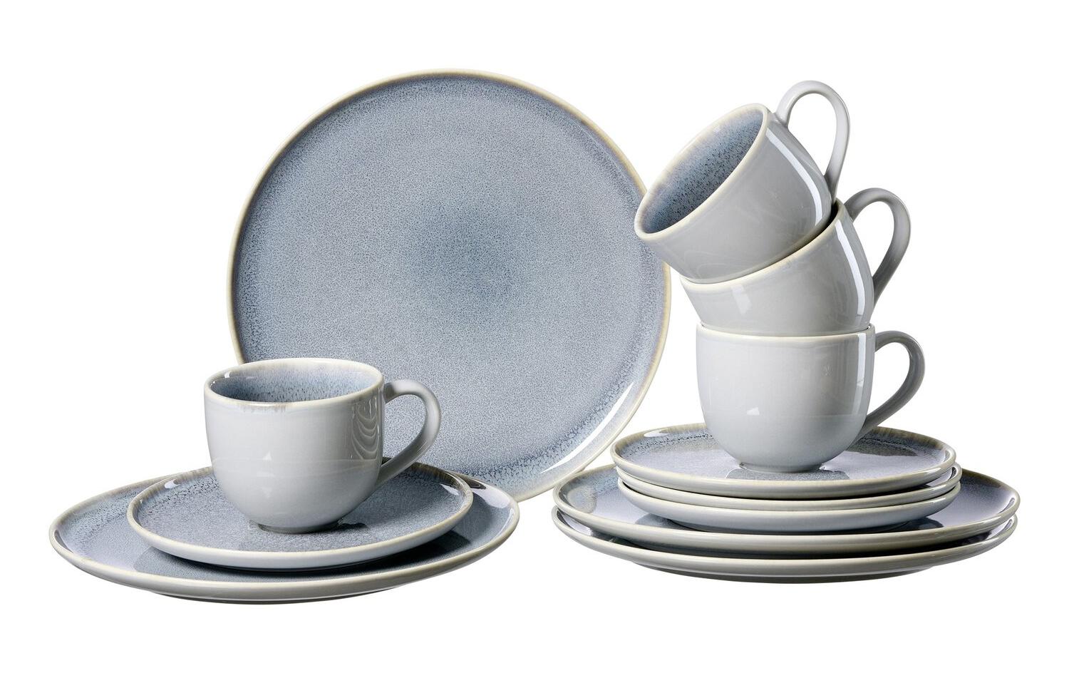 Ritzenhoff & Breker Kaffee-Set Skagen – 12-teiliges Set, Ø 16 cm, Porzellan, Grau, spülmaschinenfest