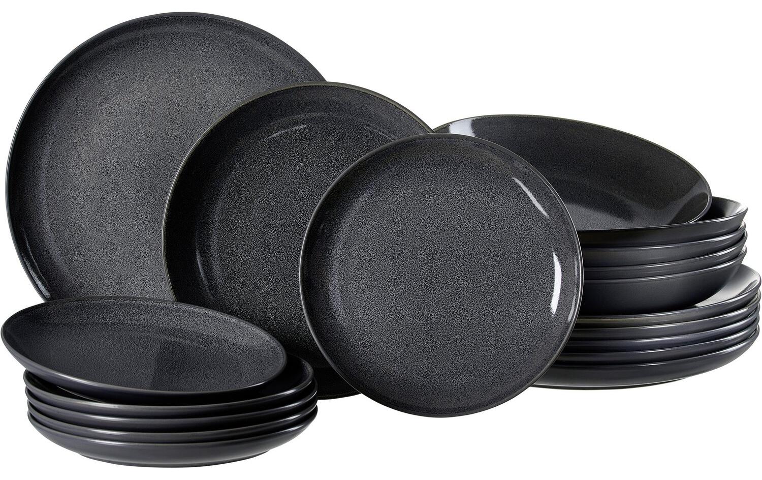 Ritzenhoff & Breker Toledo Speise-Service – 18-teiliges Set, Speise-/Suppenteller Ø 26,5/20,0 cm, Steingut, spülmaschinenfest