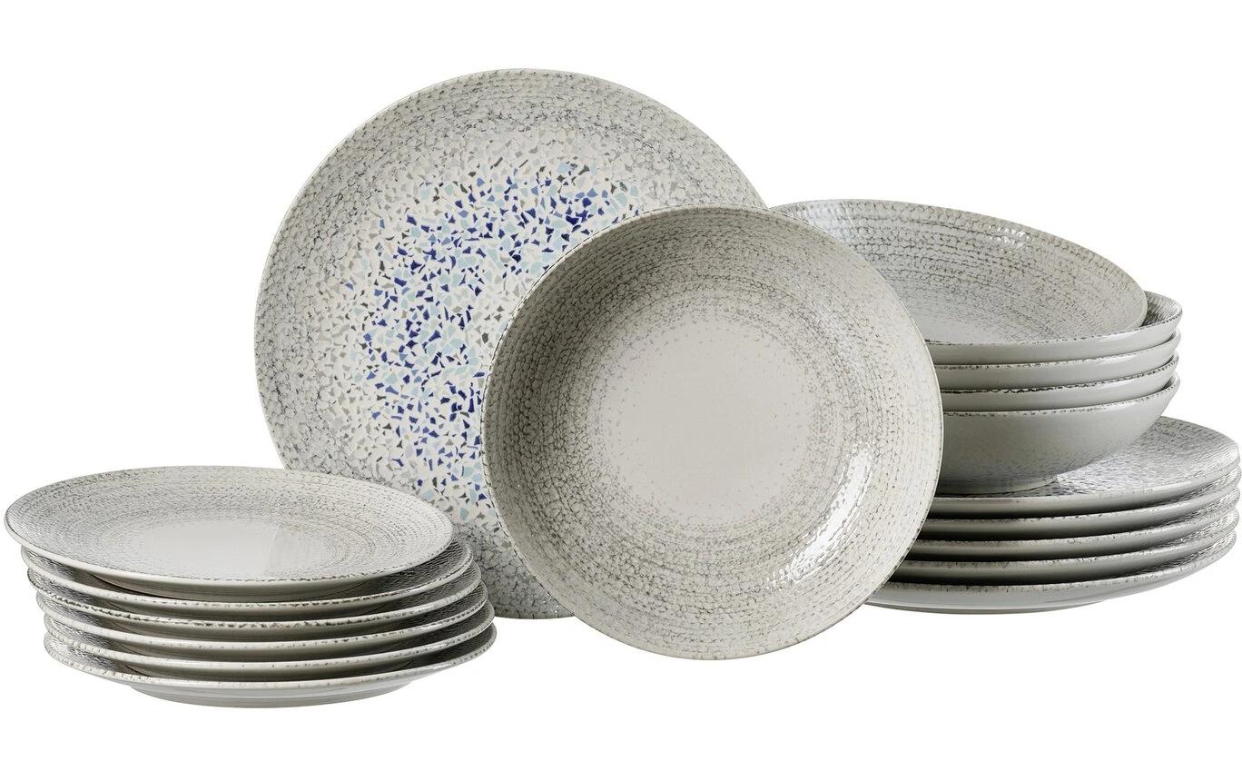 Ritzenhoff & Breker Geschirrset Rimini – 18-teilig, Speiseteller Ø 26,5 cm, Steingut, spülmaschinenfest