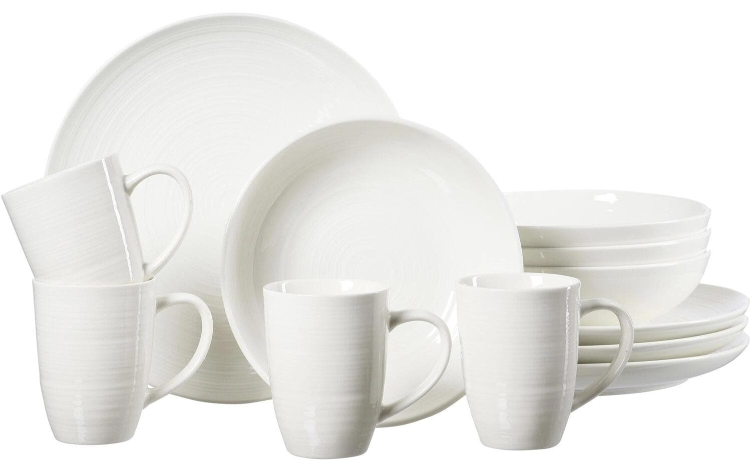Ritzenhoff & Breker Speise-Service Suomi – 12-teiliges Set, Ø 26 cm, Porzellan, Weiss, spülmaschinenfest