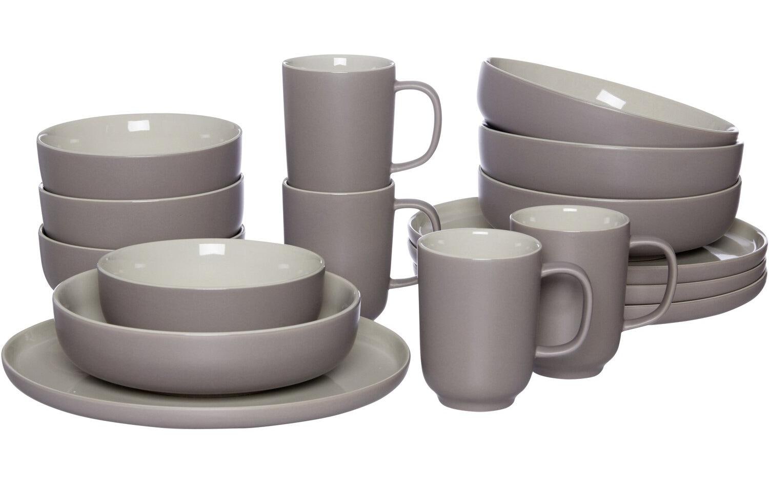 Ritzenhoff & Breker Geschirrset Jasper – 16-teiliges Set, Speiseteller Ø 26 cm, Suppenteller Ø 19 cm, Steingut