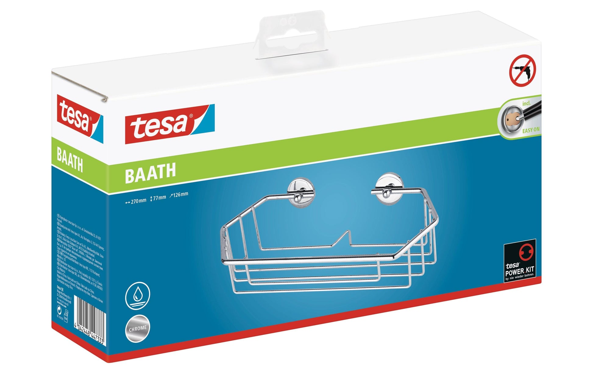 TESA Seifenhalter (Wand) – Edelstahl, Klebestreifen, Silber