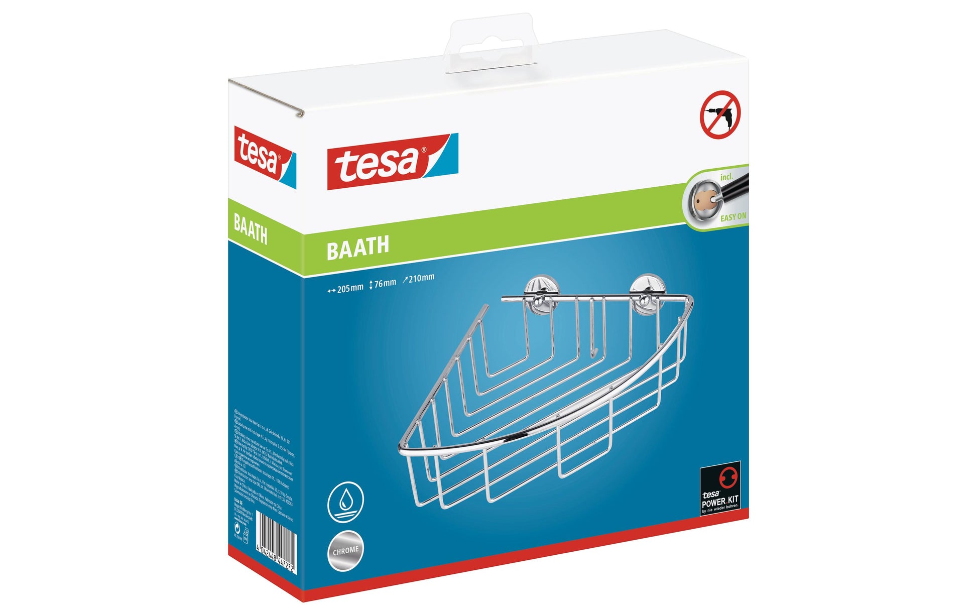 TESA Seifenhalter (Wand) – Edelstahl, Kleben, 7,6×20,5×21 cm, Chrom