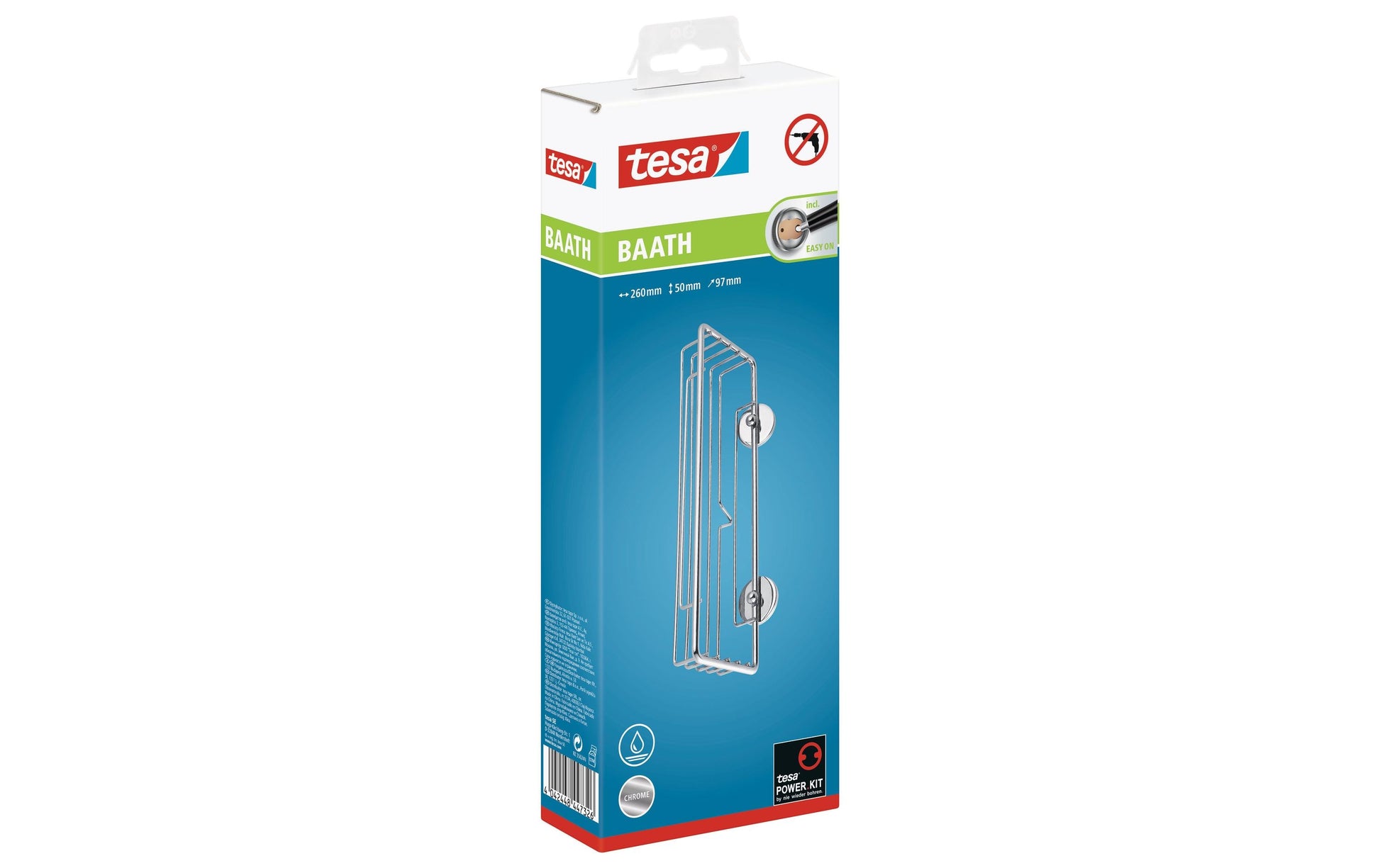 TESA Seifenhalter (Wand) – Edelstahl, Klebestreifen, Silber