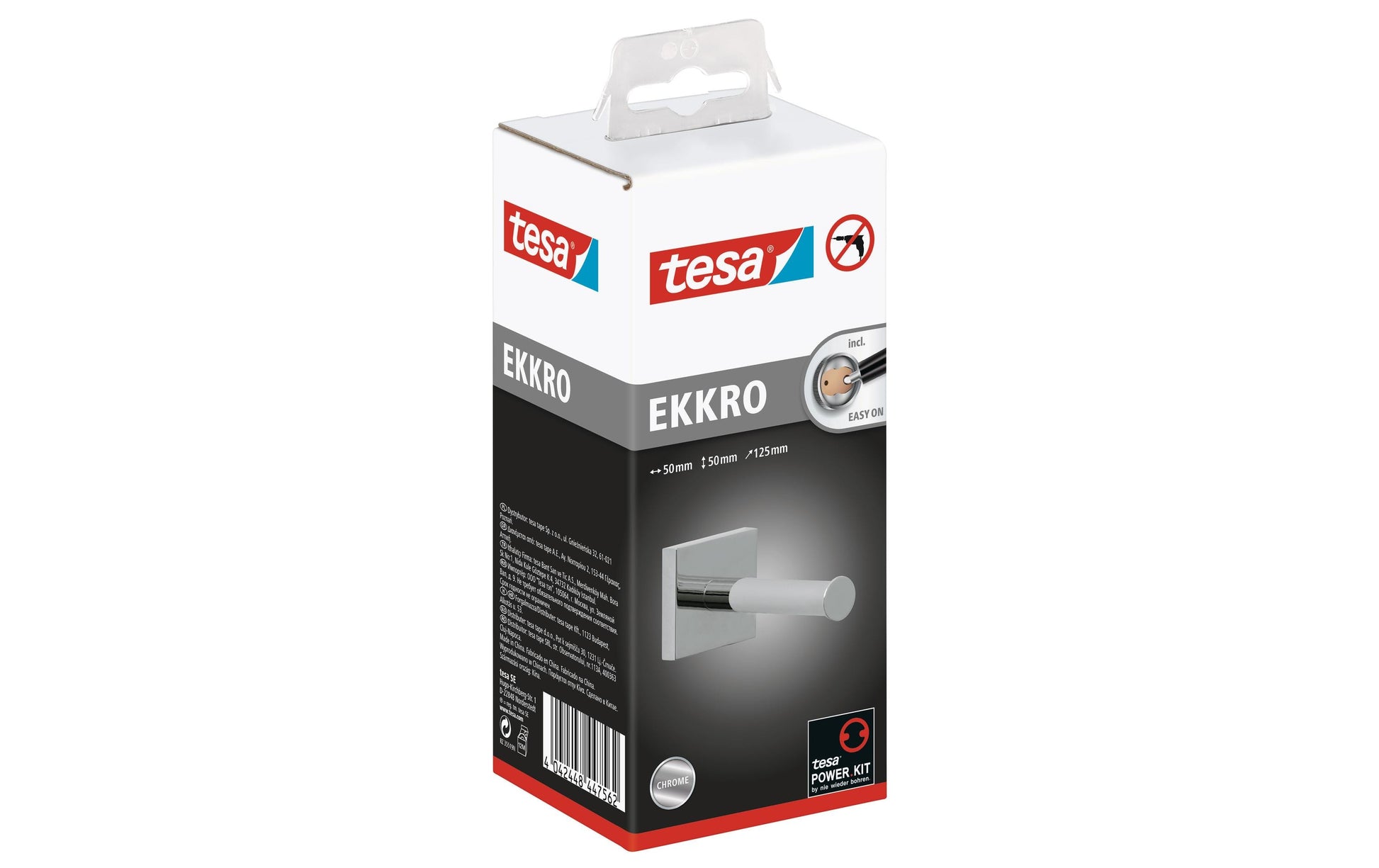 TESA Toilettenpapierhalter – Metall, Silber, selbstklebend, B × H 5 × 5 cm