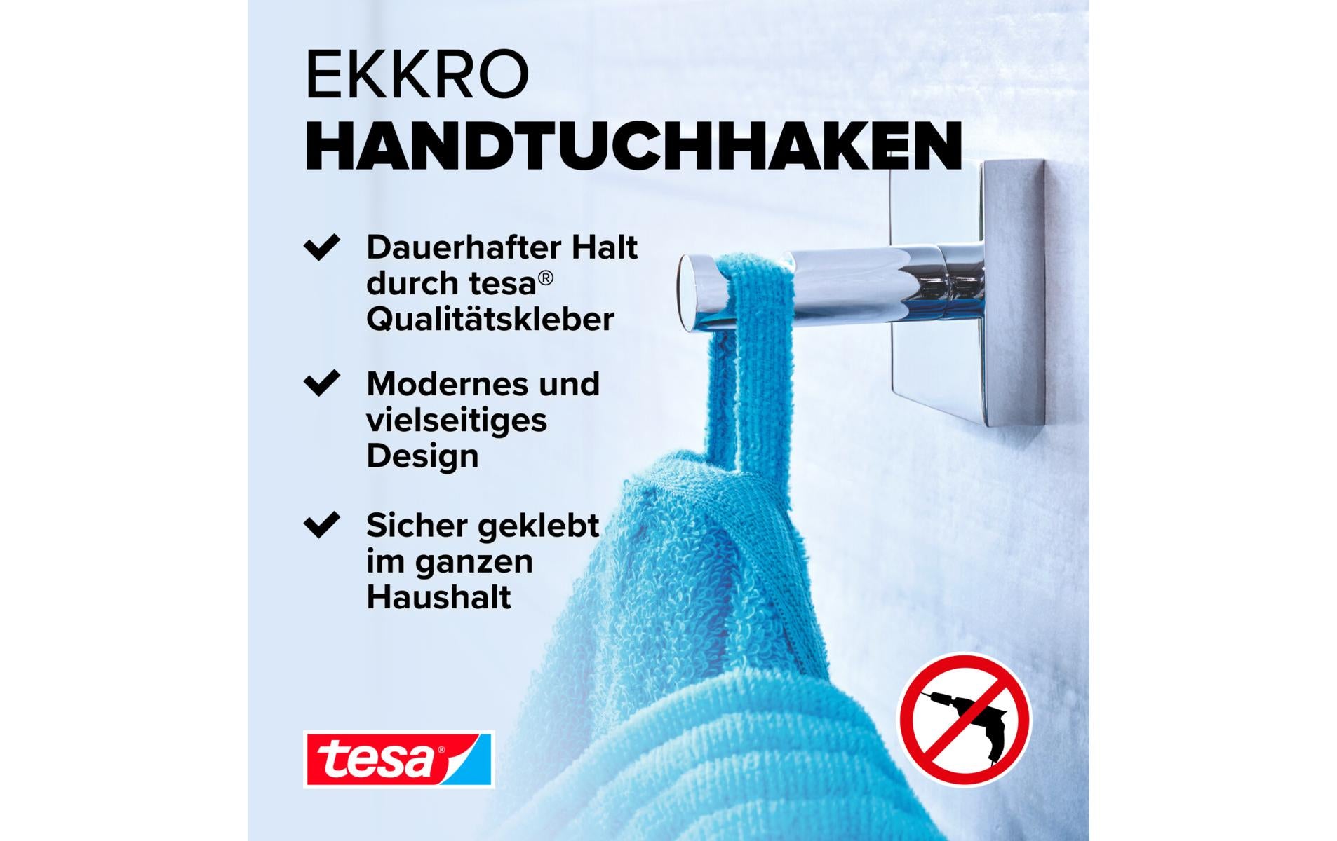TESA Haken (Kleben) – Metall, Kleben, 5×6,3×5 cm, Edelstahl