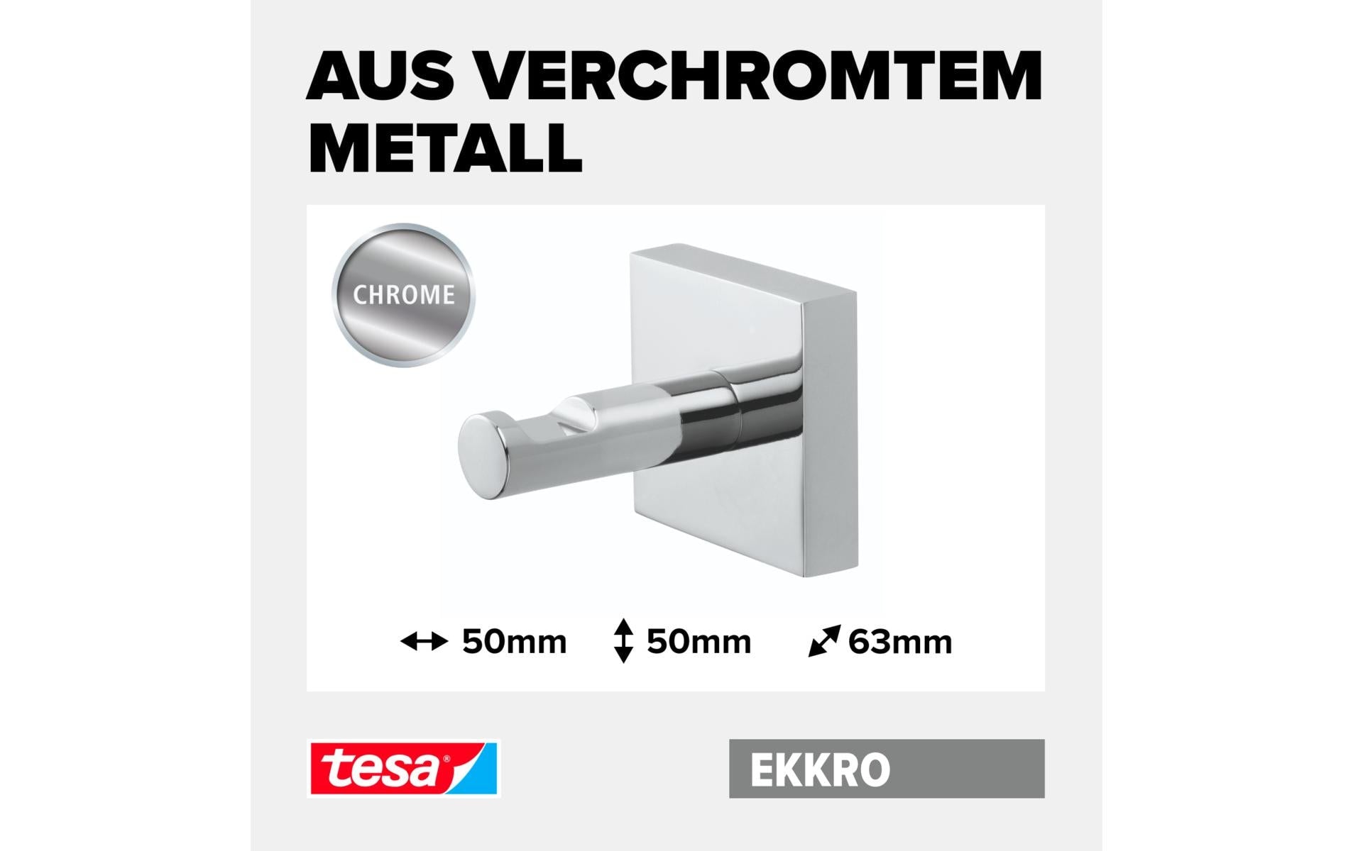 TESA Haken (Kleben) – Metall, Kleben, 5×6,3×5 cm, Edelstahl