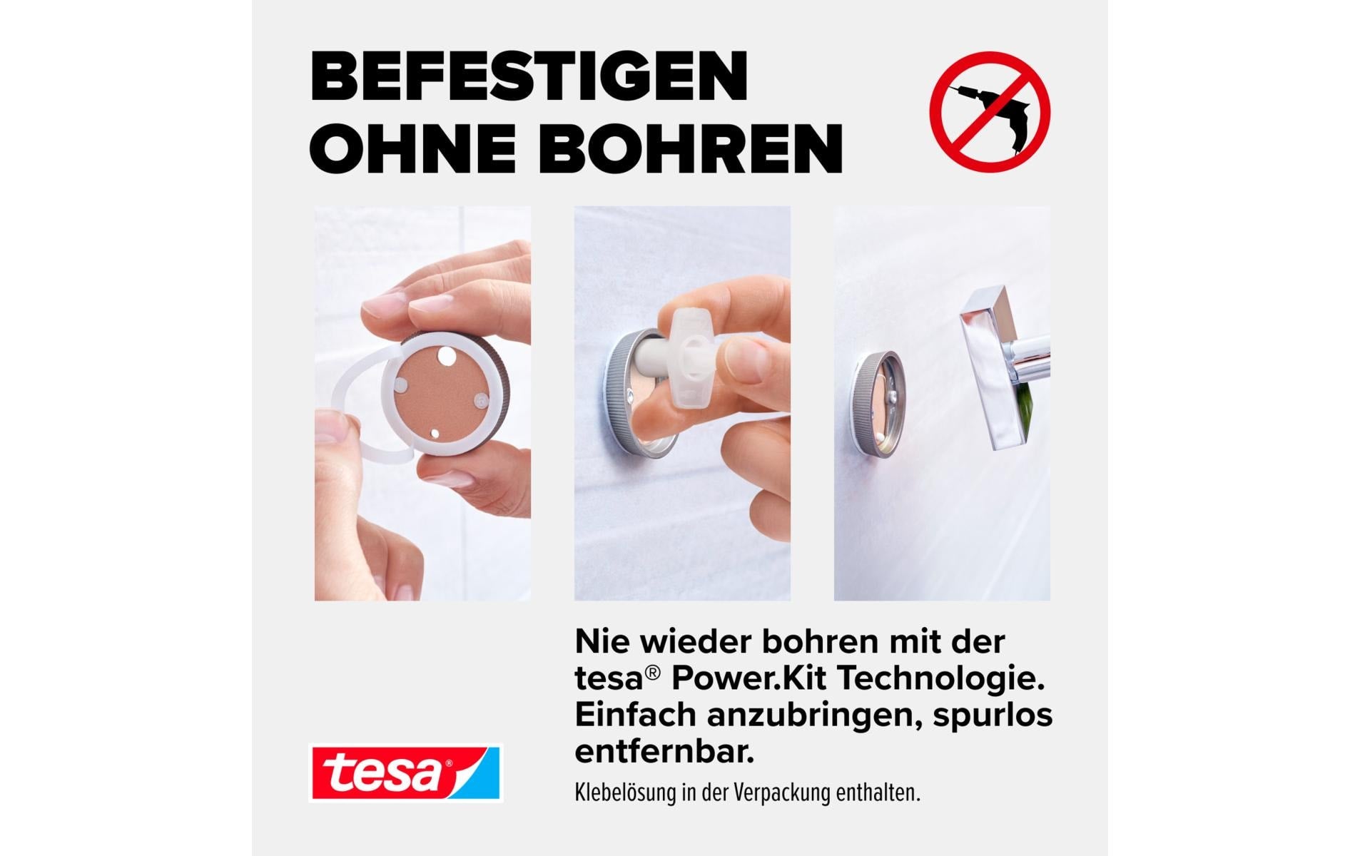 TESA Haken (Kleben) – Metall, Kleben, 5×6,3×5 cm, Edelstahl