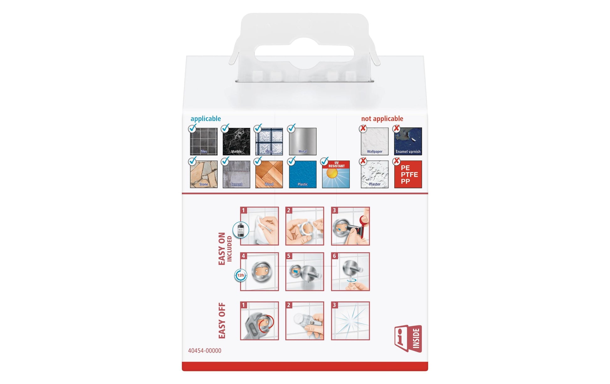 tesa Handtuchhaken – Klebemontage – 8 × 5 cm – Grau – Edelstahl