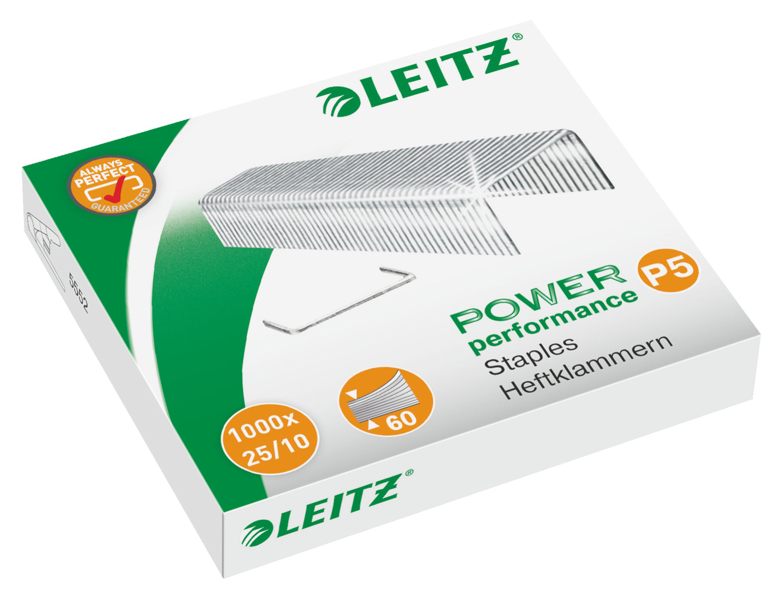 Leitz Heftklammern 25/10 – verzinkt, Metall, silber – 1000 Stk.