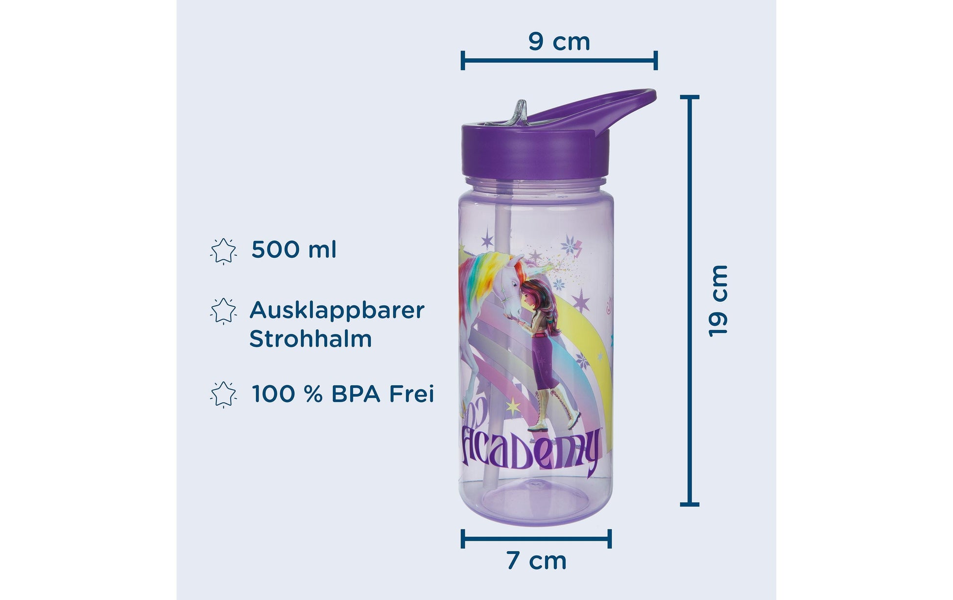 Scooli Kindertrinkflasche 500 ml – Kunststoff, Schraubdeckel, Unicorn Academy