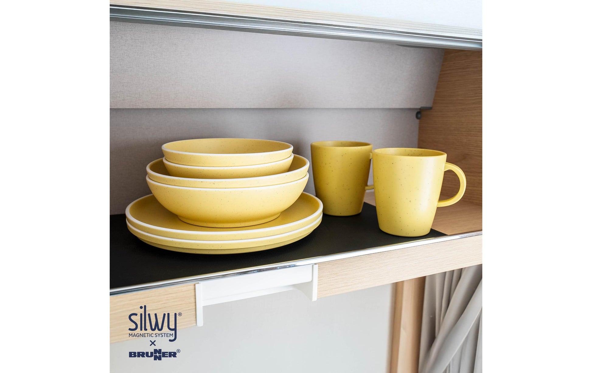 Silwy Dolomit Geschirr-Set – Kunststoff, Gelb, 11-teilig