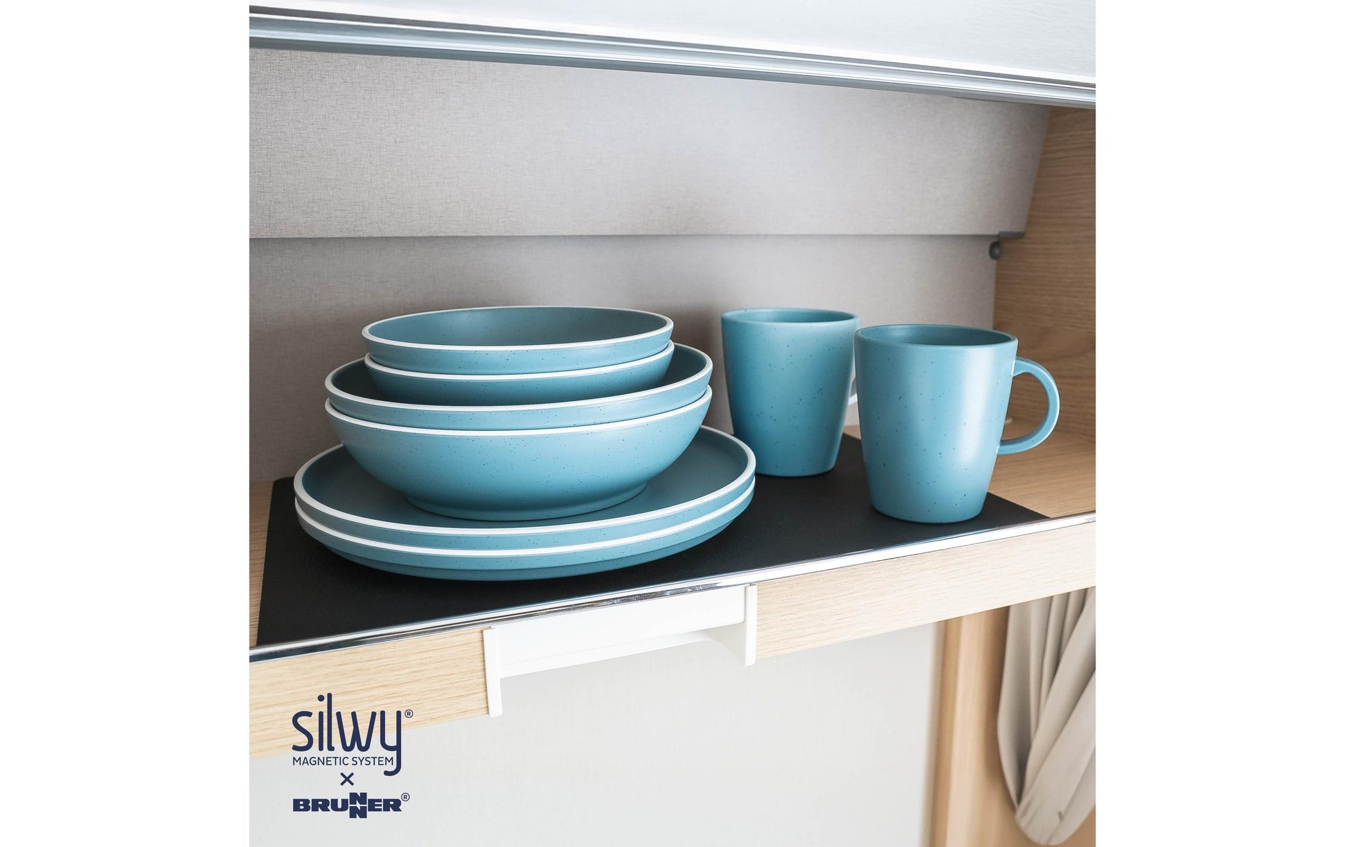 Silwy Geschirrset – Kunststoff, Blau, 11-teilig