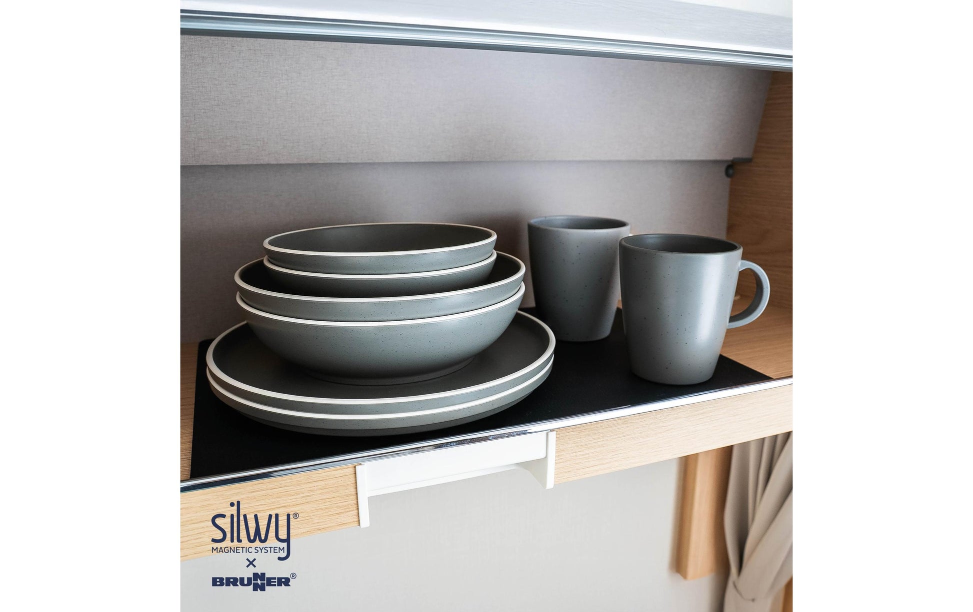 Silwy Dolomit Geschirr-Set – 11-teilig, Kunststoff, Dunkelgrau